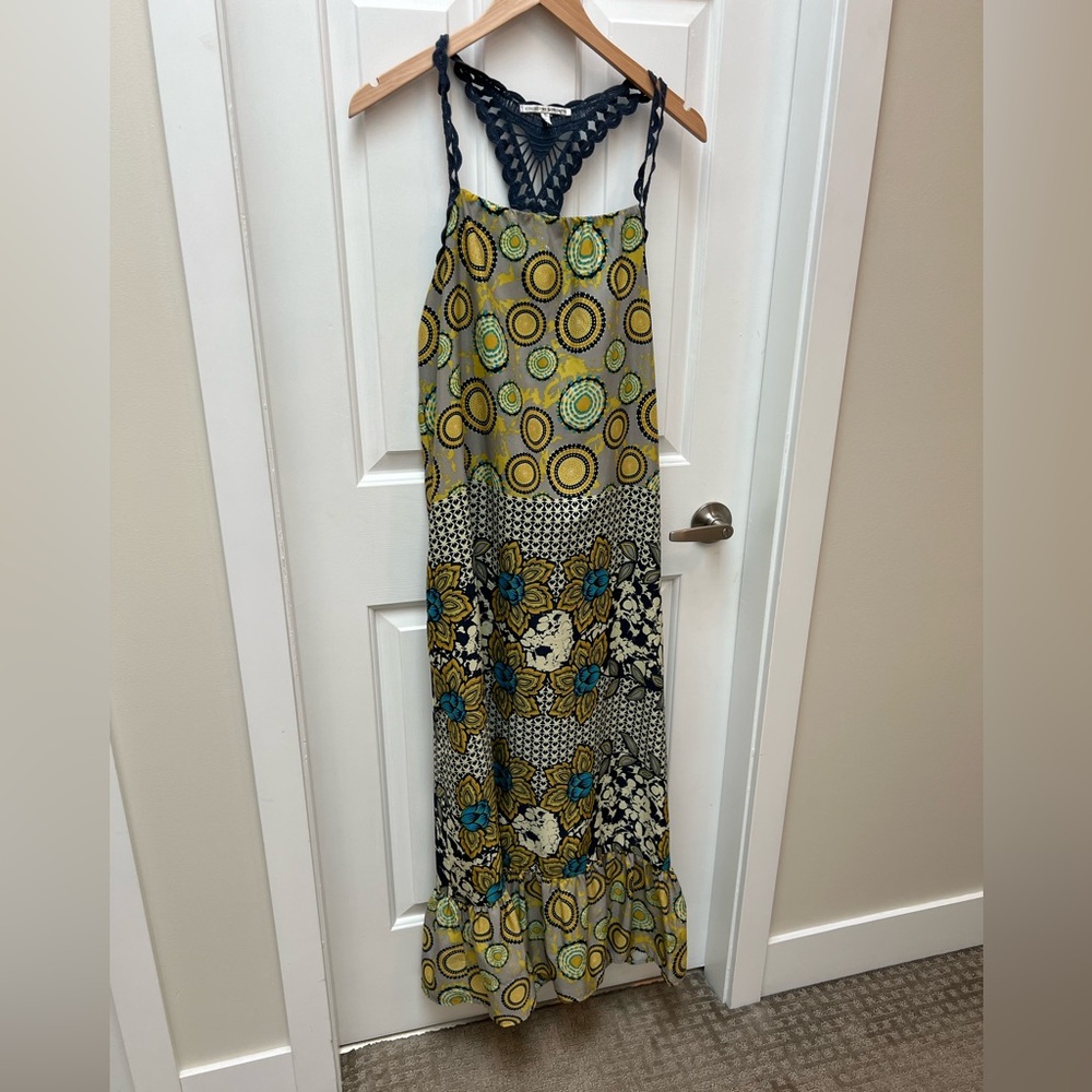 Collective Concepts Yellow and Blue Patterned Maxi Dress